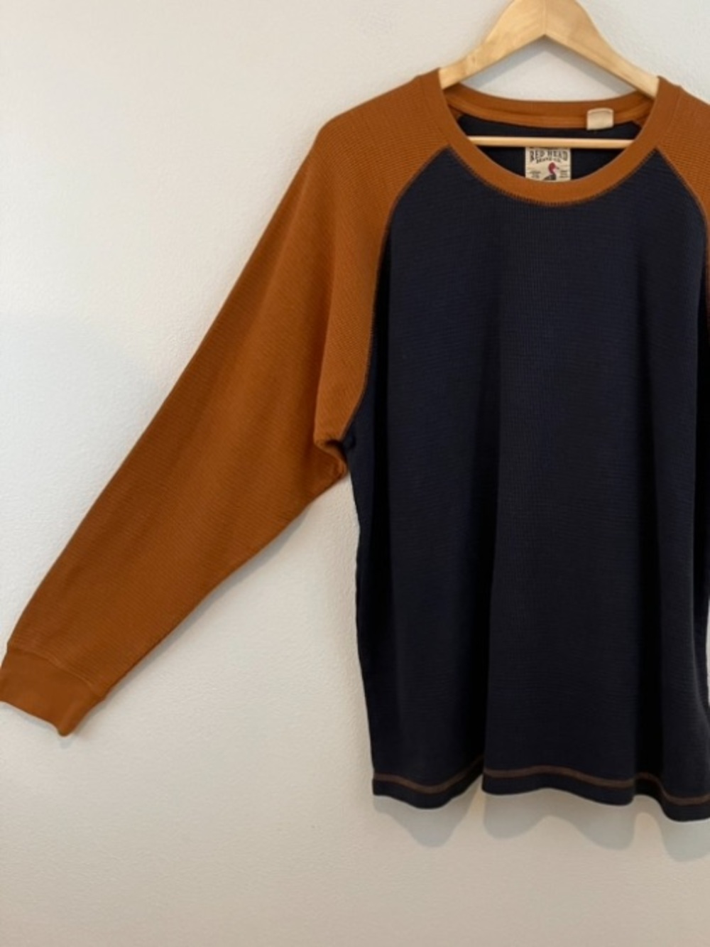 Two-Tone Raglan Thermal Shirt - Navy & Auburn